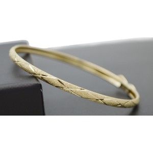 Real 10k Yellow Solid Gold 5.5" Childrens 3mm Diamond Cut Bangle Bracelet 2.3gr